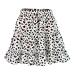 LAEMILIA Womens Elastic Waist Flared Short Skirt Floral Print Pleated Mini Skater Skirt with Drawstring XXL White