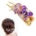 Long Fine Hair Clip For Styling Wear Resistance Women No Slip Rhinestone(Purple)