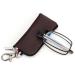 MMOWW foldable reading glasses for women and men with telescopic pole with zipper Key trailer Mini anti blue light glasses (brown +2.5) brown 2.5 x