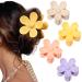 Flower Cute Hair Claw Clips - 4Pcs Flower Hair Clip Nonslip Strong Hold Hair 3 Inch Matte Small Flowers Claw Clips for Women and Girls (Yellow+Purple+Pink+Khaki)