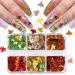6 Grids 3D Maple Leaf Glitter Nail Sequins - Autumn Nail Art Stickers & Decals | Holographic Leaf Charms for Acrylic Nails | Fall Glitter Designs in Gold Yellow & Red - Buy Online on GoSupps.com