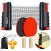 FBSPORT Ping Pong Paddle Set, Portable Table Tennis Set with Retractable Net, 2 Rackets, 6 Balls and Carry Bag for Children Adult Indoor/Outdoor Games black