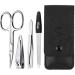 marQus Manicure set for women and men - 4 Piece pedicure kit incl. sharp nail scissors tweezers nail clippers & sapphire nail file from Solingen - Perfect for travelling manicure and pedicure Black