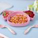Lanjue Baby Silicone Suction Plate Set with Spoon and Fork - Non Slip Divided Weaning Plates for Toddler, Pink - Buy Online on GoSupps.com