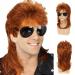 Men's Mullet Wigs Orange Curly 70s 80s Cosplay Costume Wig Retro Punk Rocker Disco Synthetic Full Wigs