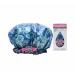 Dry Divas Designer Shower Cap - Washable, Reusable - Large Bouffant With Vintage Jeweled Brooch (Blu-tiful)