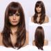 Emmor brown wigs with pony synthetic women's wigs for a long time. Heat -resistant wig for everyday use natural and convenient brown #