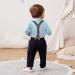 ZOEREA Baby Boy Gentleman Outfits Set | Romper Jumpsuit + Bow Tie + Suspender Pants | Infant Wedding Suit Clothing | Blue | 6-12 Months - Buy Online on GoSupps.com