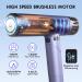 Fast Ionic Hair Dryer with Diffuser & Flat Nozzle - 120 000rpm Self-Cleaning LCD 4 Temps & 3 Speeds - Portable Blow Dryer for Women & Men (Grey Purple - Buy Online on GoSupps.com