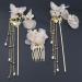 3 PACK Chinese Style Hair Sticks Hanfu Tassel Chignon Pearl Hair Pins - Pink - Buy Online on GoSupps.com