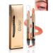 Cream Eyeshadow Stick -1Pcs No Crease Glitter Shimmer Peachy Cream Eye shadow Stick with Brush Rotatable Eye Brightener Pencil Crayon Long Lasting Waterproof for Smoky Metallic Eye Makeup-6# 06# Peachy