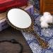 Dzrige Vintage Handheld Mirror with Pattern Handle - Bronze Travel Makeup Mirror with Powder Puff - Buy Online on GoSupps.com