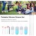 Foldable Silicone Straws Easy Cleaning Portable Foldable Silicone Straws Odorless Blue Pink Green Gray Safe for Camping Picnics - Buy Online on GoSupps.com