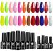 Gel Nail Polish Set, Joytii 12Pcs Neon Color Gel Polish Kit with No Wipe Gel Base and Top Coat Kit for Manicure and Pedicure