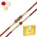 Ghasitaram Gifts Rakhi for Brother Rakhis Online - Set of 2-1891 and 1903 Rudraksh Rakhis with 200 GMS of Soan Papdi
