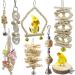 Chikanb 8 pieces of parrot play stuff set bird toy wooden platform platform Colorful wood parloring bells toy for budgie gray parrot ara love birds finches parrot #3-8Pcs-parrot toys