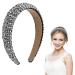 WLLHYF Rhinestone Headband Headpiece Hairbands Fashion Padded Beaded Crystal Jeweled Sparkly Black Silver Diamond Thick Large Bling Hair Hoop Christmas Styling Accessories For Women Bridal Wedding