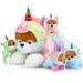Skylety 5 pieces of dogs soft toys puppy cuddly toys 1 large plush mom dog with 4 mini baby dogs sweet plush dog with puppy gift for birthday christmas children's day party (unicorn puppy)
