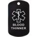 Blood Thinner Medical Alert ID Necklace - 30 USA Chain Black Tag & White Silencer - 154 Color Options - Buy Online on GoSupps.com