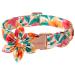 Unique Style Paw's dog collar with flower colorful flower dog collar adjustable comfortable cotton flower collar for boys girls dogs dog collar with metal buckle S neck circumference S F: Orange & pink flowers