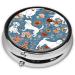 Sweet Basset Hound Florals Round Pill Box | 3 Compartment Mini Portable Travel Organizer | Decorative Pocket Purse Medicine & Vitamin Holder - Buy Online on GoSupps.com
