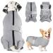 Slowton dogbody after op soft breathable leakage protection anti-wound licking suit with zipper e-neck band Alternative one-piece for dogbody after castration male bitch L gray