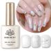 Born Pretty Pearl Gel Nail Polish White Pearlescent Shell Shimmer Mermaid Nail Gel Polish Silver Glitter Drawing Gel Polish Soak Off U V Led Curing Requires Nail Gel for Salon Home DIY Manicure Use
