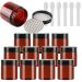 Tianzd 12 pieces small 200 ml brown plastic empty cream can with black lid 200 g empty socket screw box sheet metal cans cosmetic tap 6 pieces spatula brown 200ml