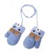 Infant Toddlers Lovely Mittens Winter Warm Cute Cartoon Gloves Dual Layers Plush Padded Knitted Gloves Mittens With Anti-Lost String for Baby Girls Boys 0-3 Years Old Light Blue