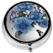 Shop Gray Teal Flower Butterfly Round Pill Box | 3 Compartment Portable Travel Medicine Organizer - Buy Online on GoSupps.com