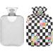 NAANLE Black & White Plaid Hot Water Bottle with Cover - 2L Heat Therapy for Back Pain Relief Hand/Foot Warmer & Neck Comfort - Buy Online on GoSupps.com