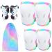 Ausletie Knee Pads for Kids Elbow Pads Wrist Guards, Kids Girls Knee Pads and Elbow Pads Set, 7 in 1 Kids Skating Protective Gear for Skateboard Roller Skating Scooter Cycling, 3-8 Years Rainbow Mermaid