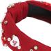 Rhinestone Headband for Women Elegant Jeweled Top Knot Hairband for Valentine Day with Heart Decoration (Dark Red) - Buy Online on GoSupps.com