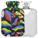 Naanle hot hot water bottle with cover abstract flower transparent hot water bottle heat bottle for back pain relief handfoot warmer neck hot and cold therapy 1l