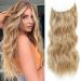 Secret Hair Extensions 20 Inch Natural Blonde Hair Extensions Clip in Invisible Wire Hair Extensions Synthetic Hair Pieces for Women Natural Wavy Hair Extension