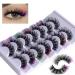 7pcs False Eyelashes Rainbow Lashes Glitter Ombre Colored Eyelashes Fluffy Thick Natural Anime Lashes for Party Makeup
