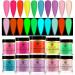 Saviland Dip Powder Nail Set - 10 Colors Glows in the Dark Dip Powder for Nails Yellow Orange Nail Dipping Powder Set for French Manicure Nail Art Dip Powders, No Nail Lamp Needed D-Glows in The Dark Dip Powder
