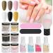 Dip Powder Nail Kit Starter 8Pcs Nail Art Powder Top Base Coat Gel Dusting Brush Manicure Tool Set DIY Salon Nail Art Manicure(K1215) - Buy Online on GoSupps.com
