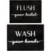 Set of 2 Black Farmhouse Bathroom Signs - Wash Hand & Flush Toilet Plaques for Rustic Wood Decor - Buy Online on GoSupps.com