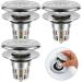 3Pcs Bathroom Sink Stopper with Drain Hole Pop Up Sink Drain Stopper Universal Pop Up Sink Drain Strainer for 34 to 40mm Drain Holes Removable Stainless Steel Basin Drain Strainer for Bathroom