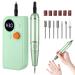 Professional Portable Nail Drill Kit Rechargeable Nail Machine Electric Cordless Efile Nail Drill Set with 7 Nail Bits, Manicure Pedicure Tool Green
