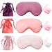 HappyDaily Pack of 3 Elegant and Comfortable Silk Sleep Masks with Boxed Soft Foam Ear Plugs and Beautiful Travel Pouches (Pink/Watermelon Red/Purple)