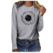 tsaChick Women's Oversized Sweatshirt Clearance Autumn Winter Slim Sunflower Long Sleeve Shirt S-XXL Custom Hoodie Female Crew Neck Knit Overall Women's Hoodies WYF45 Gray 106 S