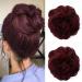 JJstar 2PCS Messy Bun Hair Piece Curly Fake Hair Buns Donut Tousled Updo High Heat Resistant Synthetic Fiber Hair Scrunchies Pieces for Women Girls Ponytail Extension(Wine Red)