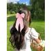 Women's Pink Satin Bow Barrettes - Long Ribbon Hair Clips for Parties - Buy Online on GoSupps.com