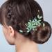 Uonlytech Comb Hair Comb Metal Flower Hair Comb Bride Wedding Hair Comb Crystal Wedding Hair Side Comb Rhinestone Bridal Hair Comb for Brides Women Girls(Green) Pearl Hair Rhinestone - Buy Online on GoSupps.com