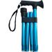Deluxe 4-Part Folding Adjustable Aluminium Metallic Compact Walking Stick Cane for Men Ladies and Women with Soft Grip Gel Handle 33.5 37.5 Blue