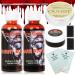 Makeup Scars Wax kit Halloween Special Effects Stage Fake Wound Moulding Skin Wax (1.76 Oz) with Spatula+Scab Coagulated Blood Gel(1.05oz)+Black Stipple Sponge + Two Bottles Fake Bloods (2.1oz) FL-ZH
