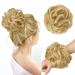 FESHFEN Messy Bun Hair Piece Hair Scrunchies Thick Curly Wavy Hair Piece Synthetic Donut Updo Hairpieces for Women Girls Strawberry Blonde & Bleach Blonde 55 g (Pack of 1) 55 g (Pack of 1) 27H613# Strawberry Blonde & Bleach Blonde