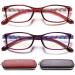 EYEURL Blue Light Blocking Glasses for Womens - 2 Pairs Lightweight Computer Eyeglass Anti-blue Glare Blue Screen Quality Glasses Red+purple 0.0 x